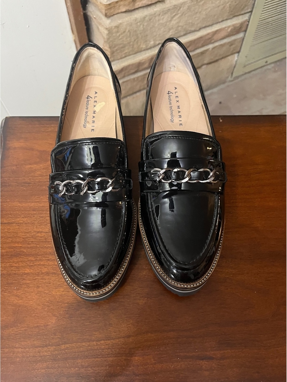 Alex Marie Grensley Black Patent Chain Loafers Size 10M Comfort